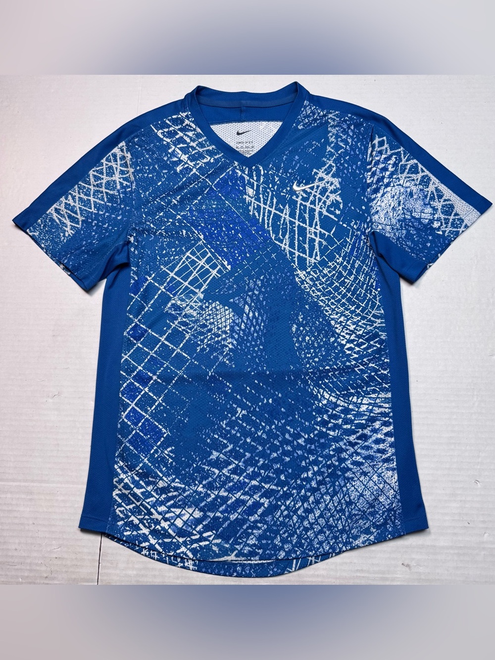 Nike Court Victory Tennis Dri Fit V-Neck Tee Industrial Blue/White DV8841-457 XS